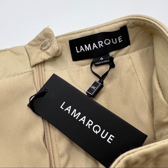 Lamarque X Revolve ~ Aricia Skirt Leather Ruched Back Zip - Picture 7 of 10